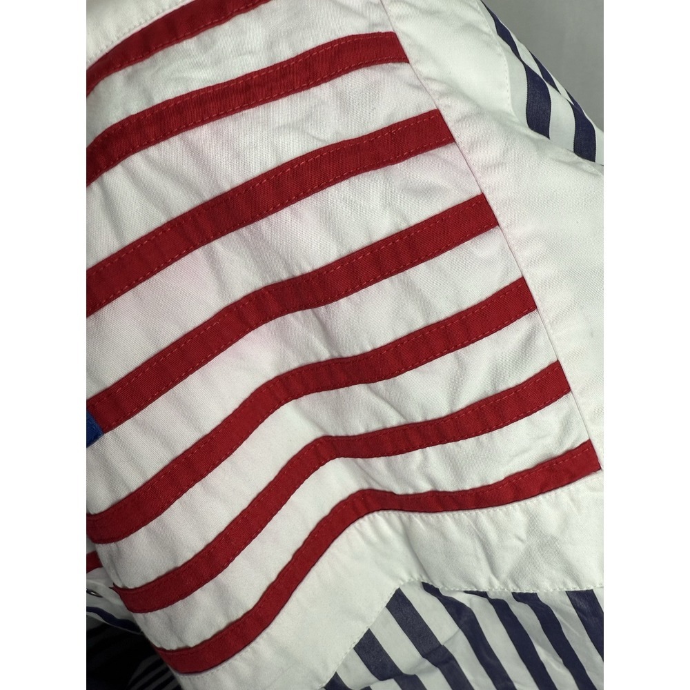Vtg Falconnable Men American Flag Shirt M Stripe Cotton Luxury France Old Money - Picture 8 of 8